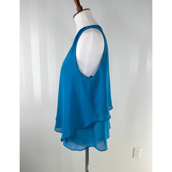 EAM Blue V Neck Sheer Top - Picture 3 of 10